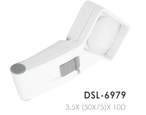 LUPA DE BOLSILLO CON ILUMINACIÓN LED 3.5X(50X75)X 10D-DSL-6979